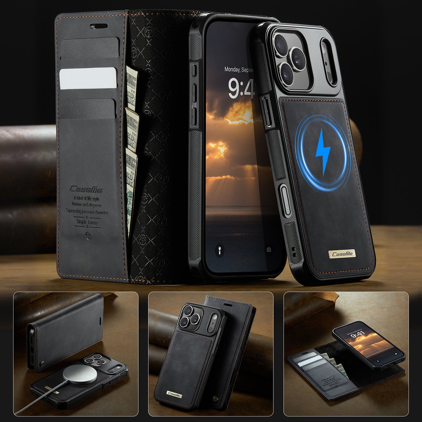 MagSafe 3-Slot Wallet Case for iPhone with RFID Shielding & Wireless Charging