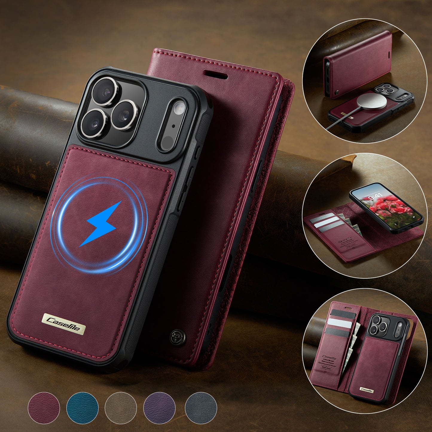 MagSafe 3-Slot Wallet Case for iPhone with RFID Shielding & Wireless Charging