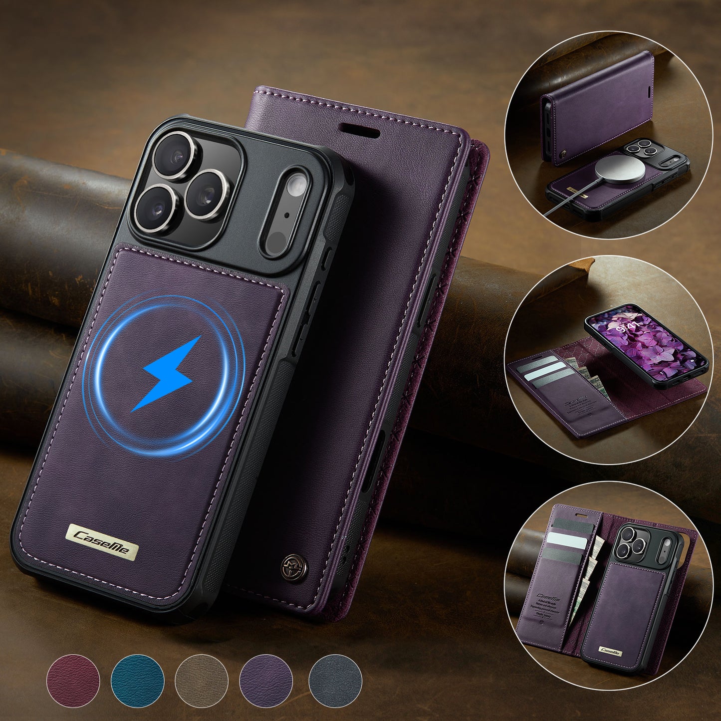 MagSafe 3-Slot Wallet Case for iPhone with RFID Shielding & Wireless Charging