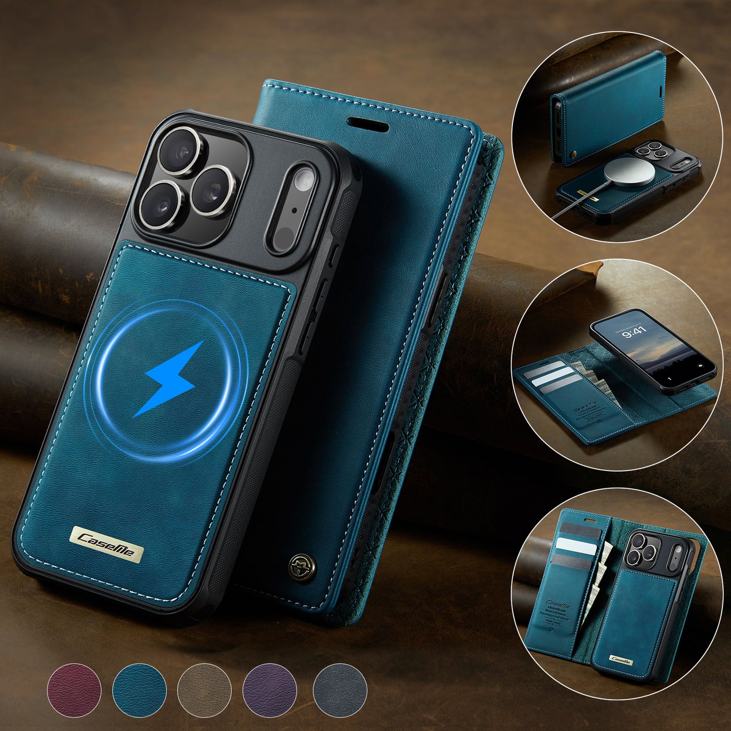 MagSafe 3-Slot Wallet Case for iPhone with RFID Shielding & Wireless Charging