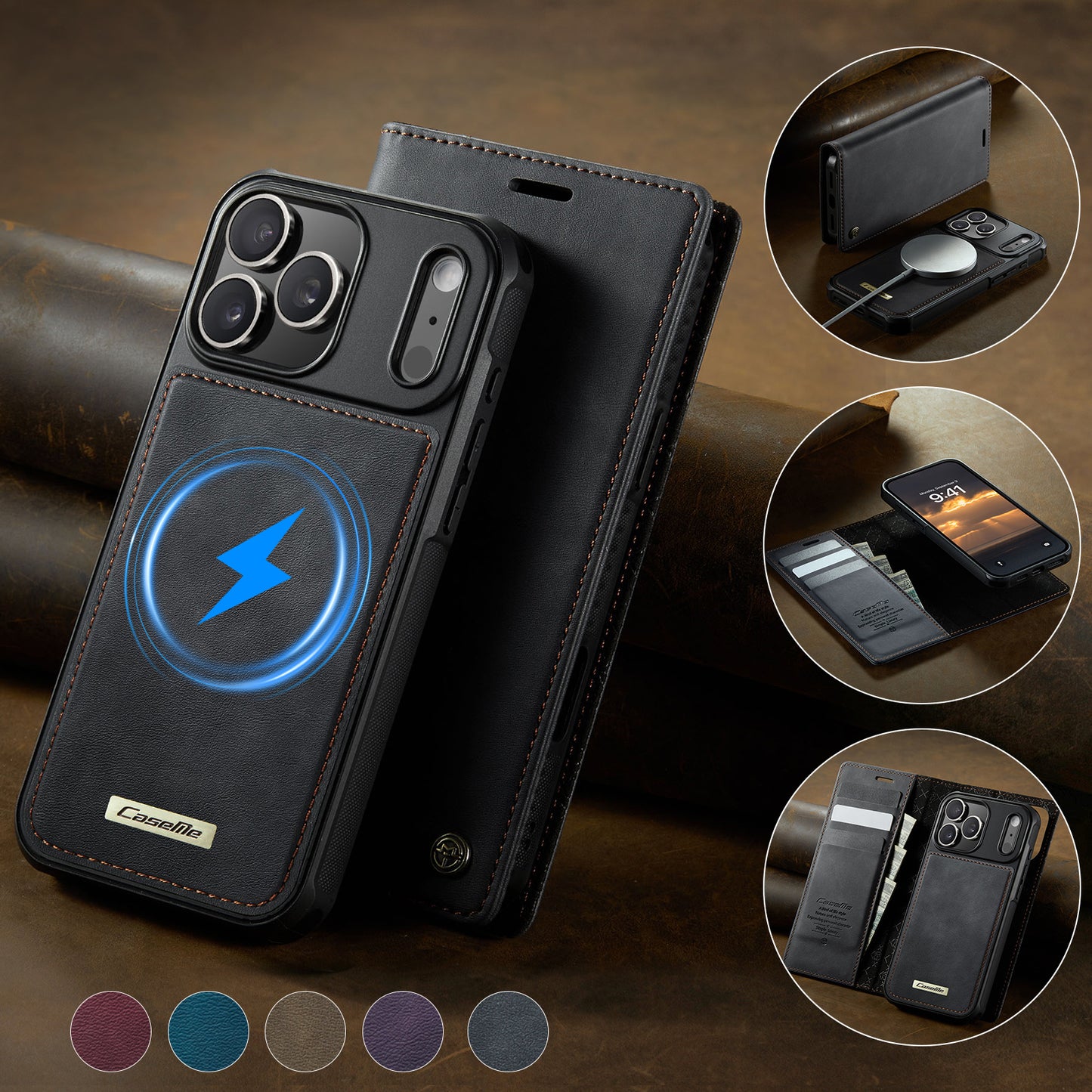 MagSafe 3-Slot Wallet Case for iPhone with RFID Shielding & Wireless Charging