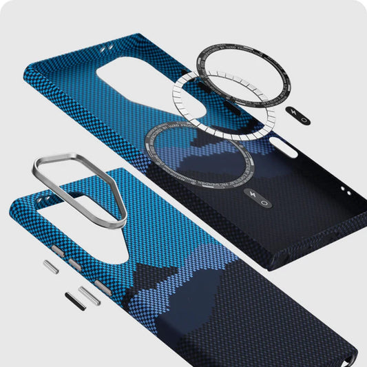 Carbon Fiber Texture Magsafe Wireless Charging Hard Case for Samsung Galaxy