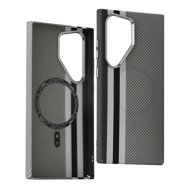 Carbon Fiber Texture Magsafe Wireless Charging Hard Case for Samsung Galaxy