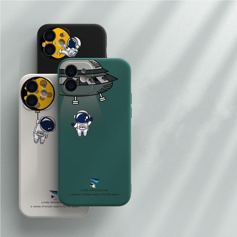 Cute Astronaut Liquid Silicone Case for iPhone