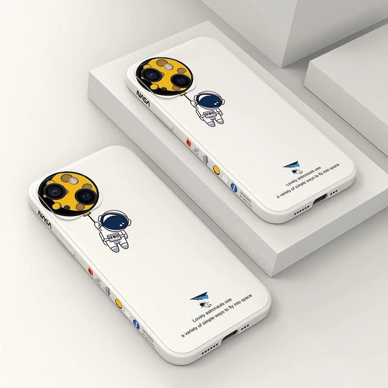 Cute Astronaut Liquid Silicone Case for iPhone