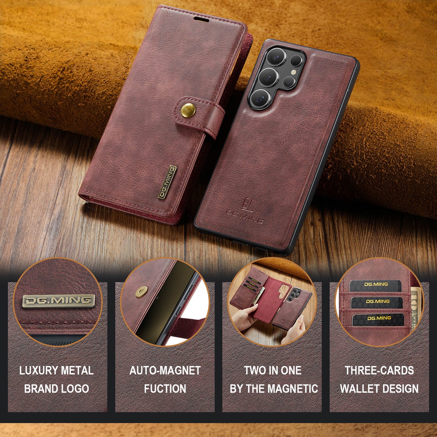 2 in 1 Detachable Flip Leather Case for Samsung Galaxy S25 Ultra