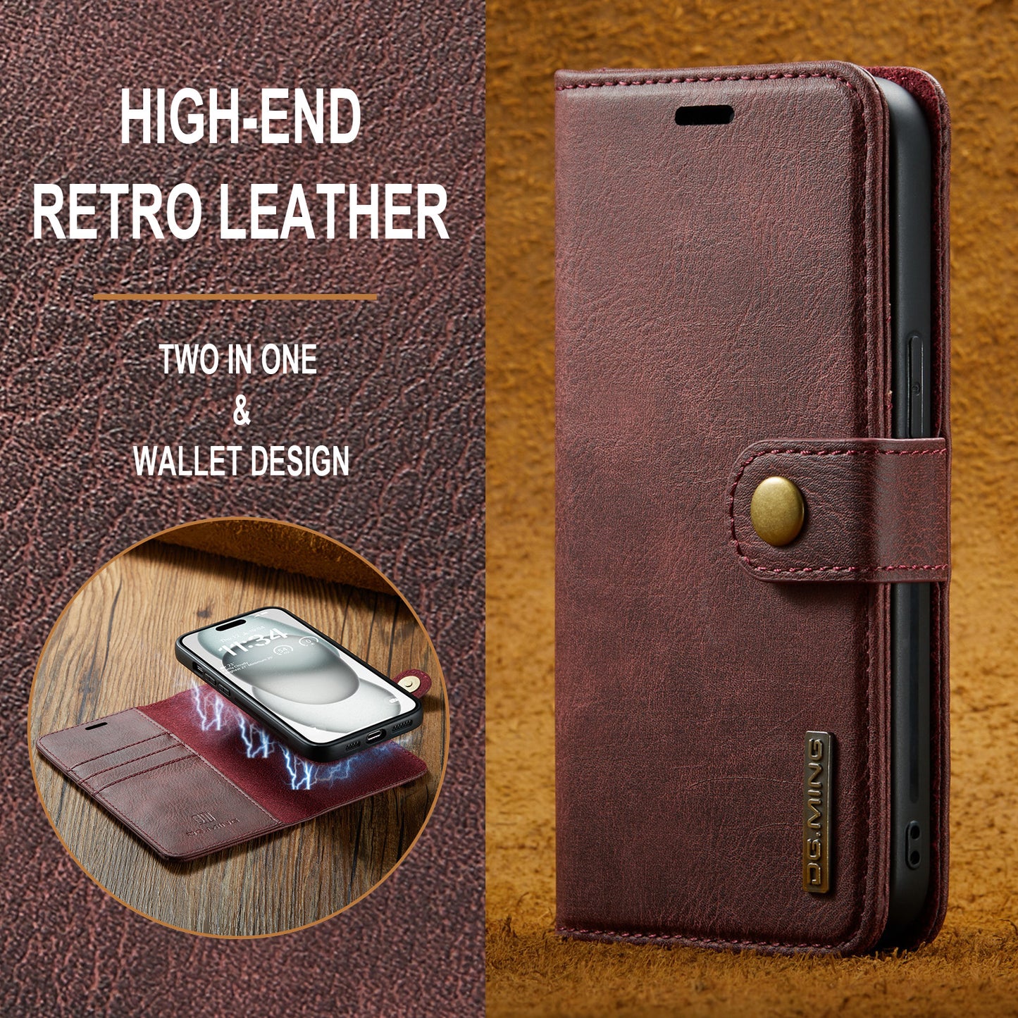 2 in 1 Detachable Flip Leather Case for iPhone 14 Plus