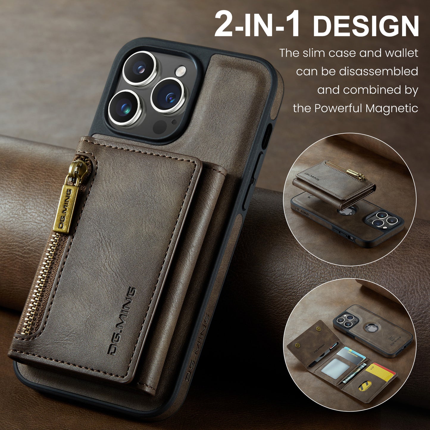 2 in 1 Retro Magnetic Wallet Case for iPhone