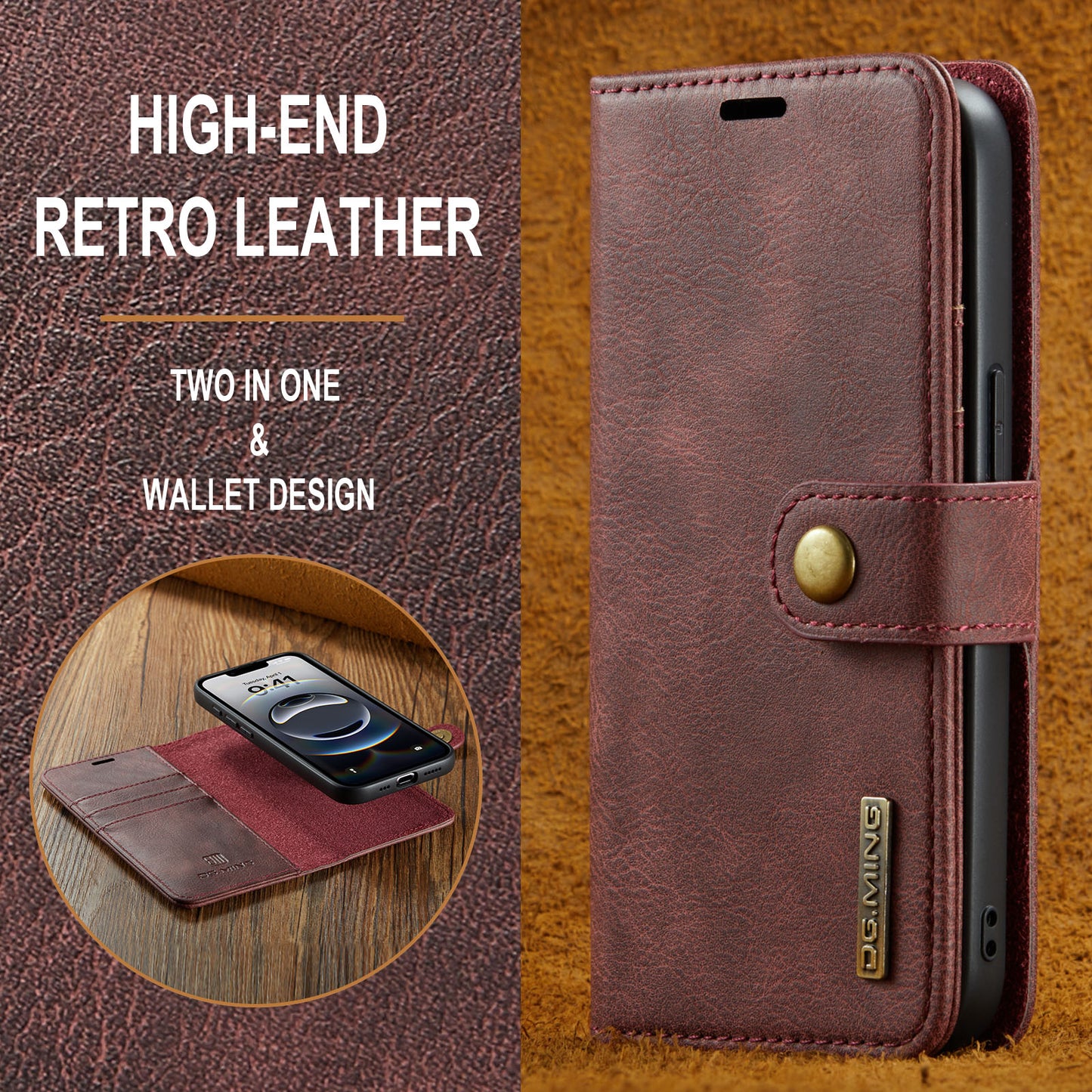 2 in 1 Detachable Flip Leather Case for iPhone 16E