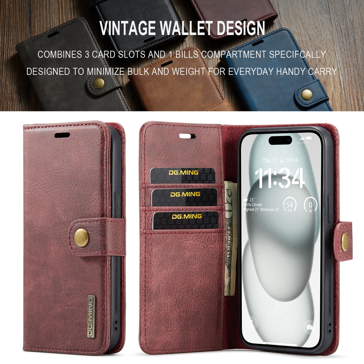 2 in 1 Detachable Flip Leather Case for iPhone 14 Plus