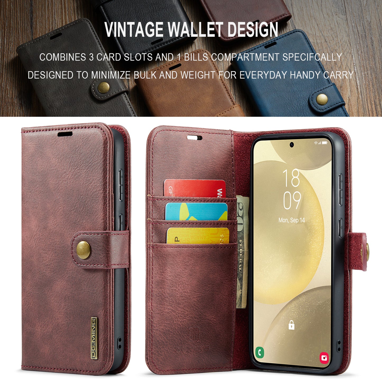 2 in 1 Detachable Flip Leather Case for Samsung Galaxy S24