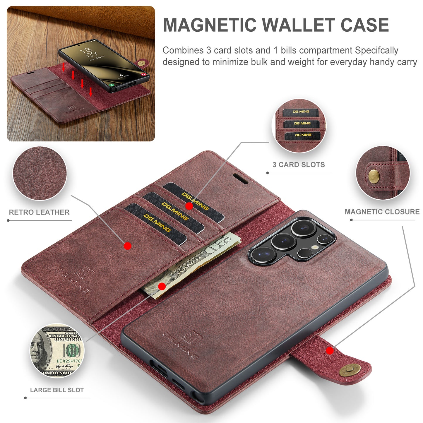 2 in 1 Detachable Flip Leather Case for Samsung Galaxy S25 Ultra