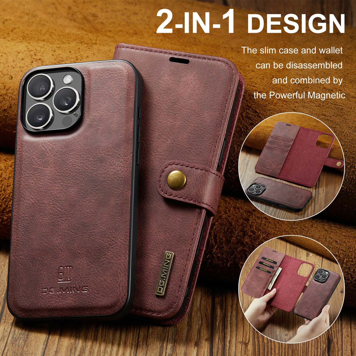 2 in 1 Detachable Flip Leather Case for iPhone 11 Pro Max
