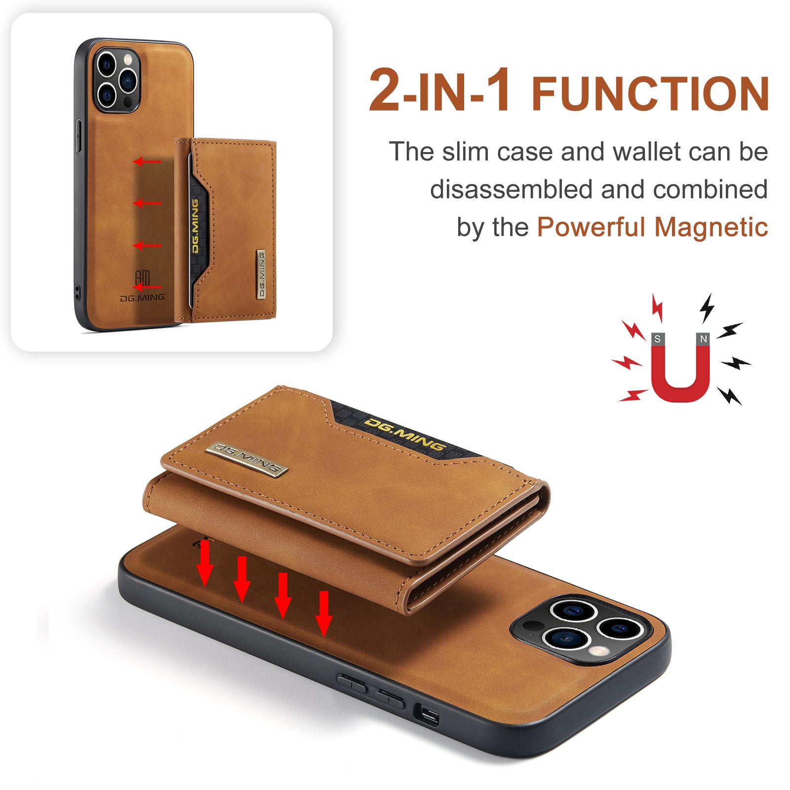 2 in 1 Detachable Leather Wallet Case For iPhone – ASD Shop