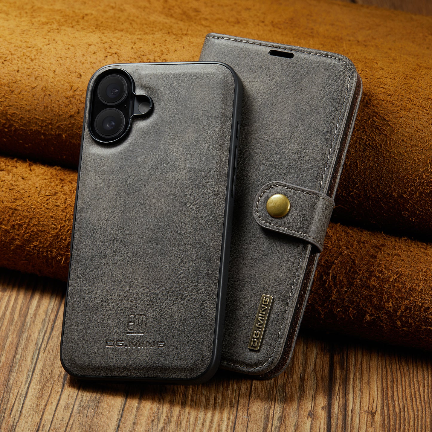 2 in 1 Detachable Flip Leather Case for iPhone 16 Plus