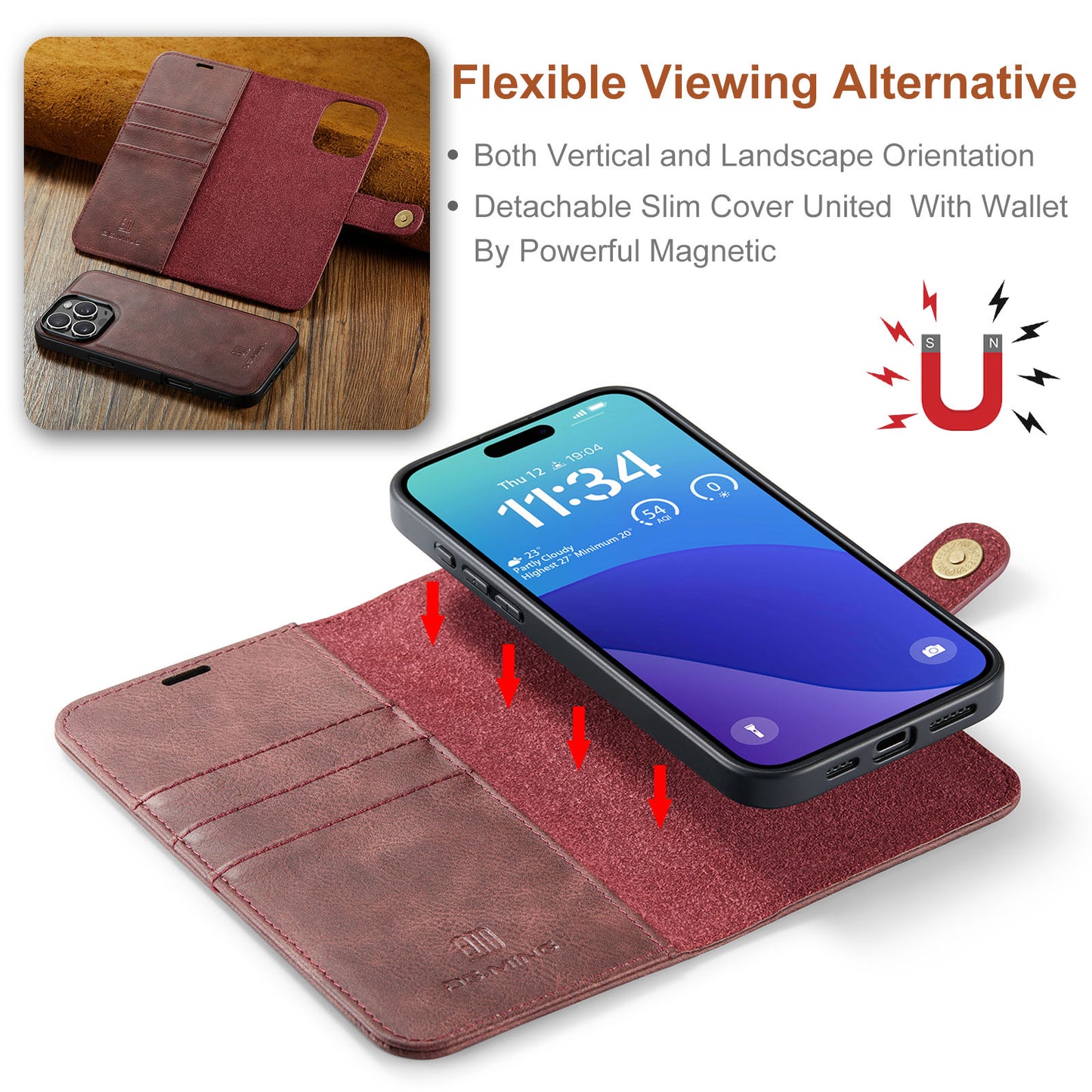 2 in 1 Detachable Flip Leather Case for iPhone 11 Pro Max