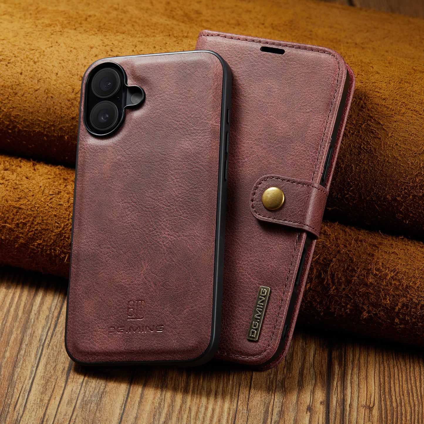 2 in 1 Detachable Flip Leather Case for iPhone 16 Plus