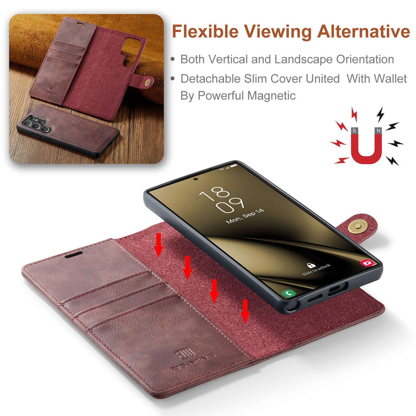 2 in 1 Detachable Flip Leather Case for Samsung Galaxy S25 Ultra