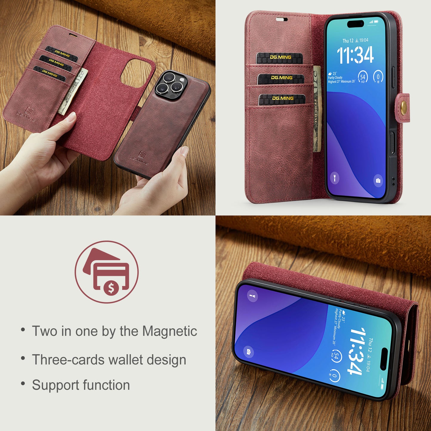 2 in 1 Detachable Flip Leather Case for iPhone 11 Pro Max