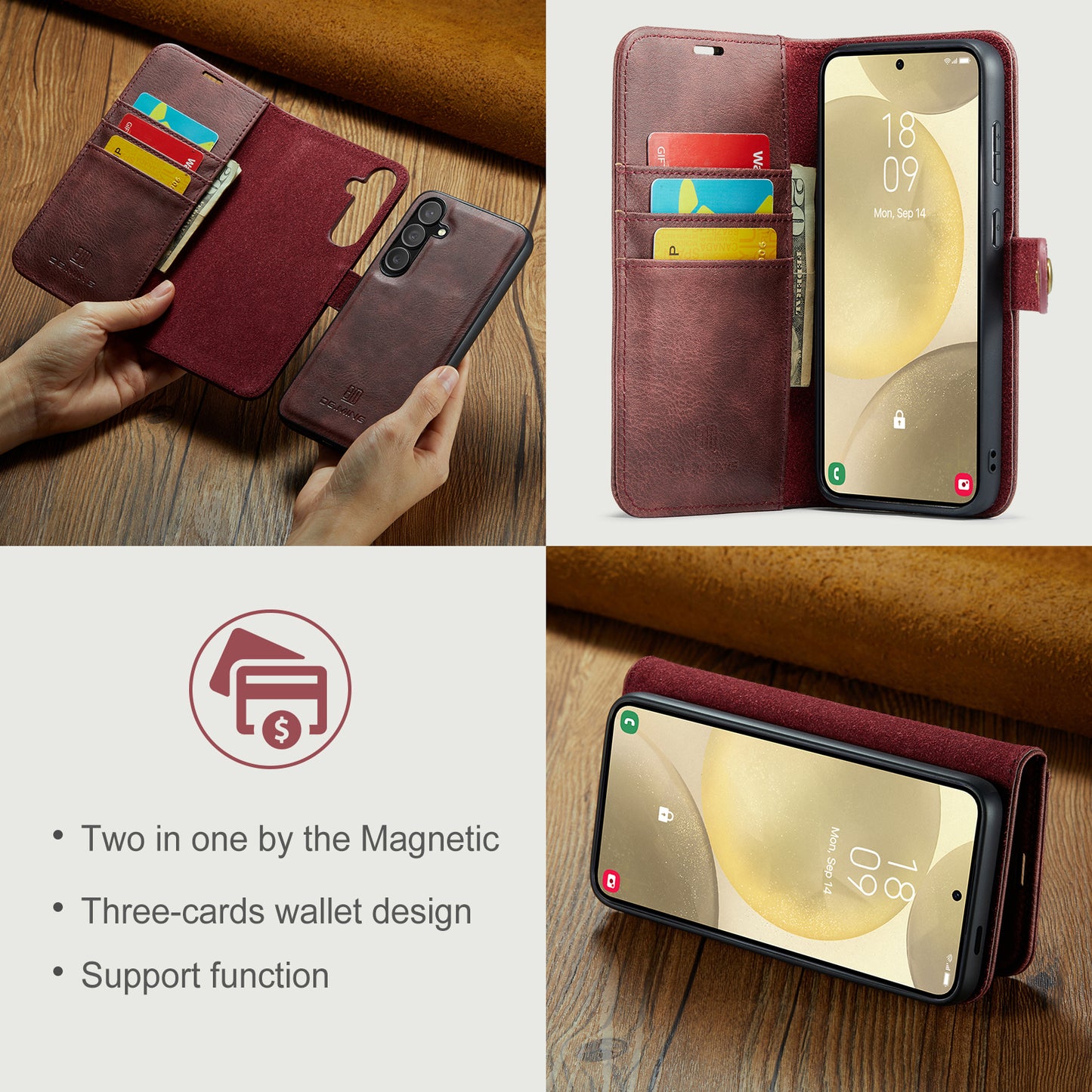 2 in 1 Detachable Flip Leather Case for Samsung Galaxy S24