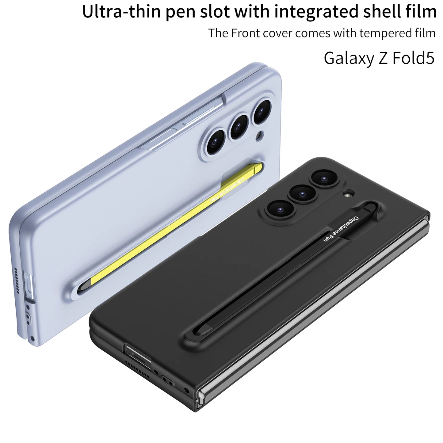 Shockproof Electroplating Hard Shell Phone Case with Pen Slot and Capacitive Pen Holder