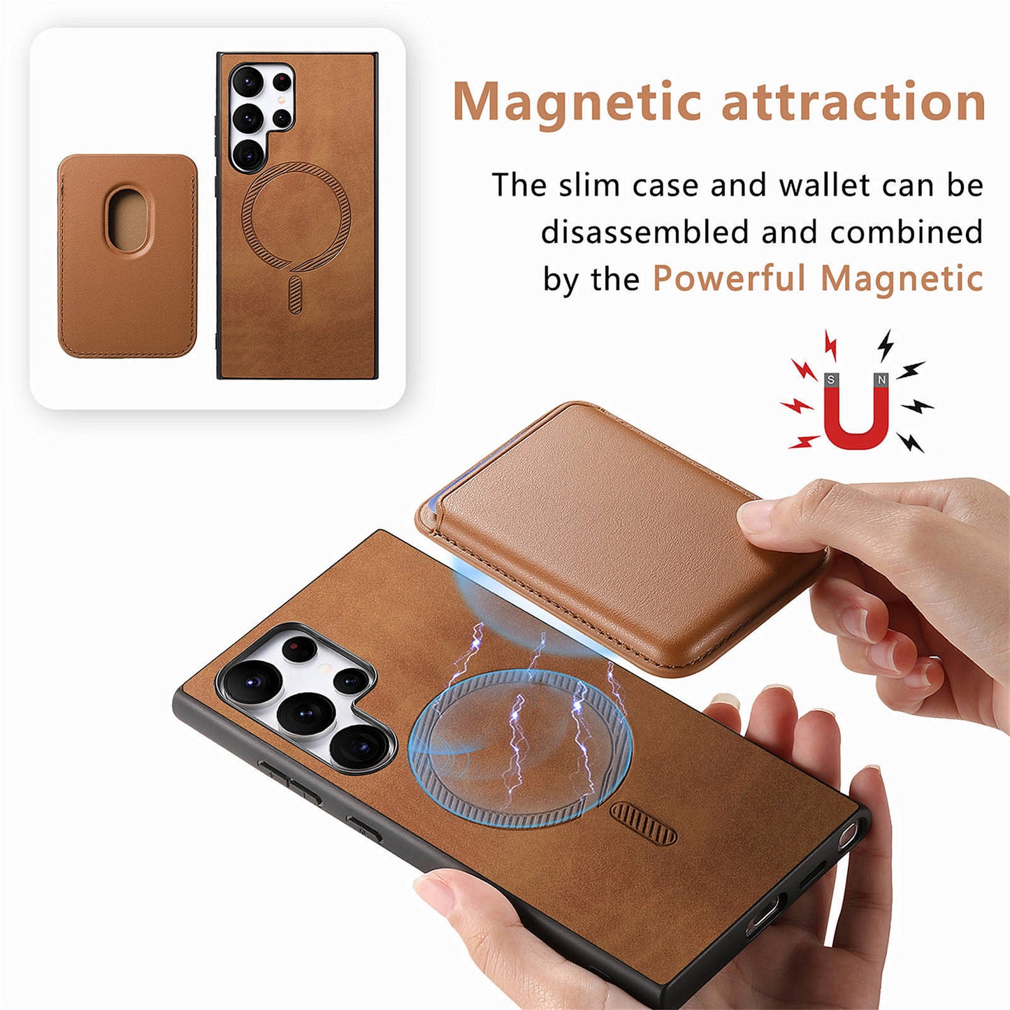 Simple Detachable Magnetic Wallet Phone Case for Samsung Galaxy