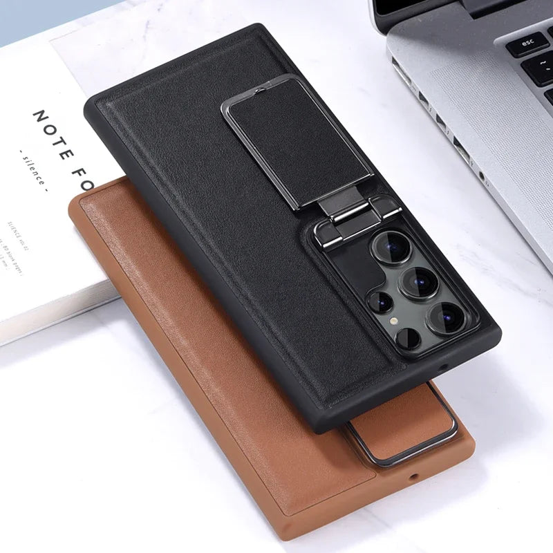 Business Leather Camera Lens Protective Phone Case