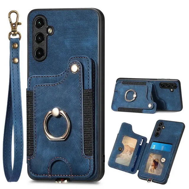 RFID Leather Wallet with Ring Bracket Cover