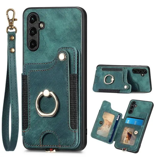 RFID Leather Wallet with Ring Bracket Cover