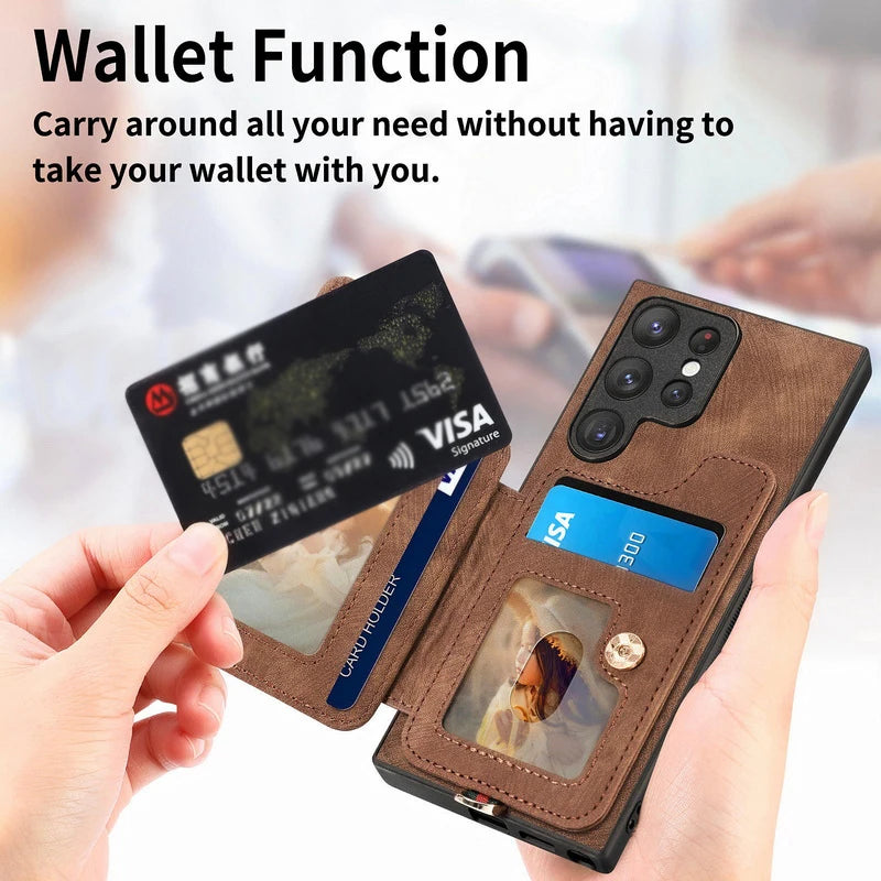 RFID Leather Wallet with Ring Bracket Cover