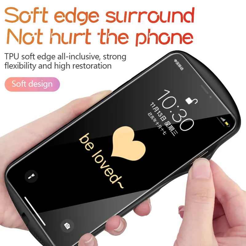 Heart-Shaped Oval Tempered Glass iPhone Case