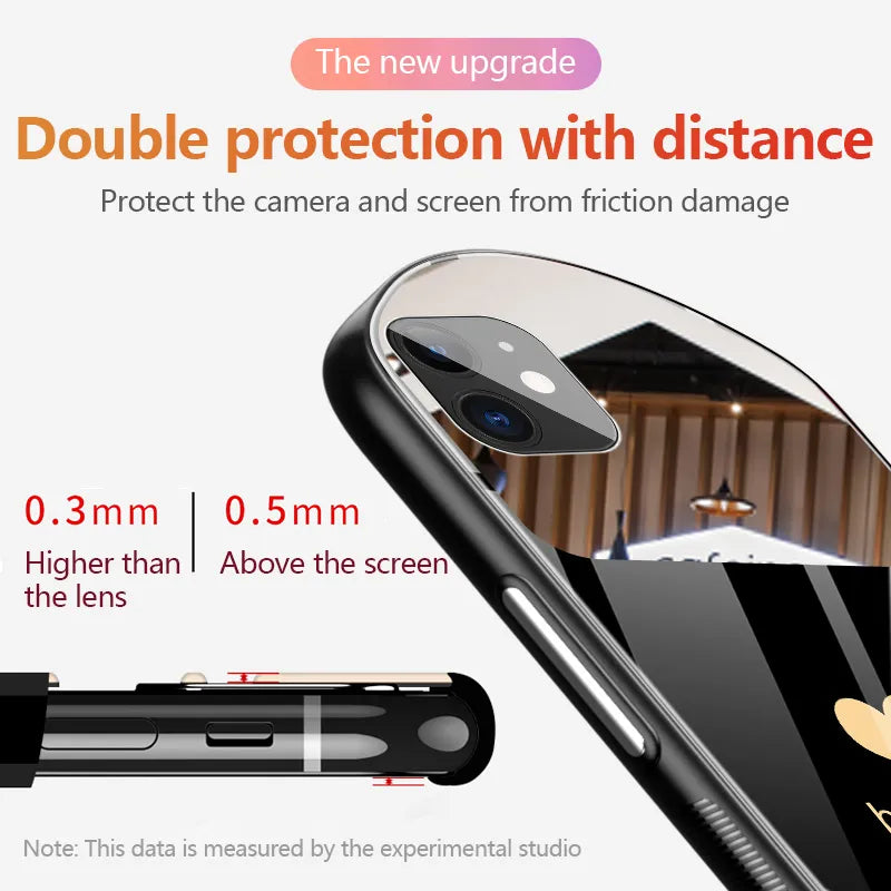 Heart-Shaped Oval Tempered Glass iPhone Case