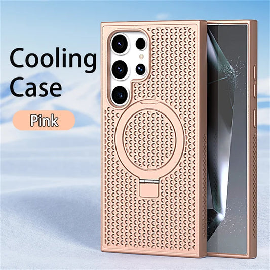 Luxury heat dissipation magnetic stand phone case for Samsung