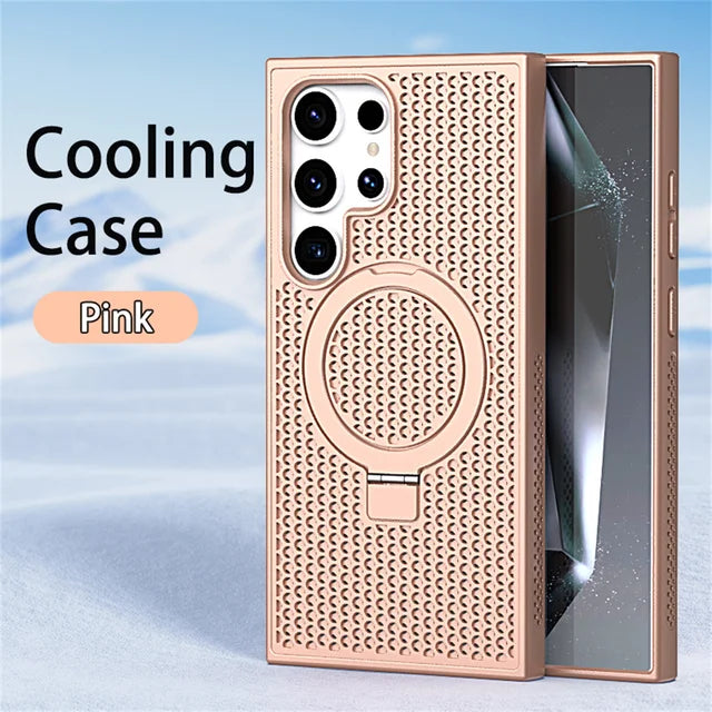 Luxury heat dissipation magnetic stand phone case for Samsung