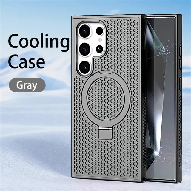 Luxury heat dissipation magnetic stand phone case for Samsung