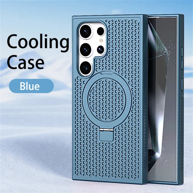 Luxury heat dissipation magnetic stand phone case for Samsung