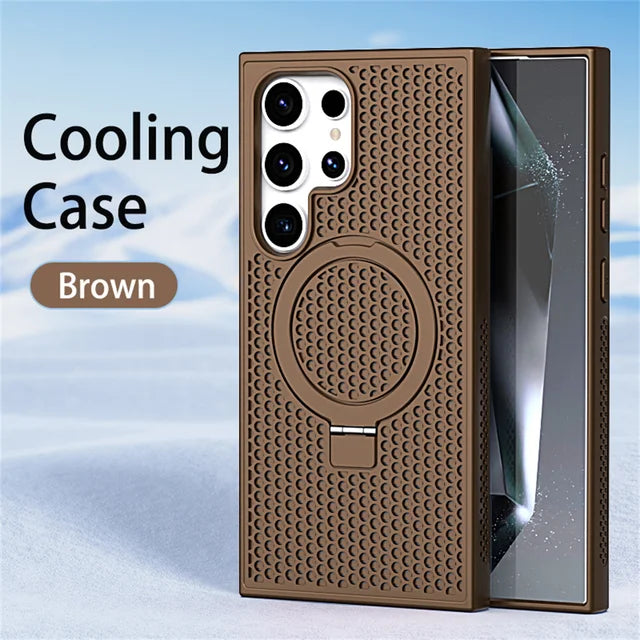 Luxury heat dissipation magnetic stand phone case for Samsung