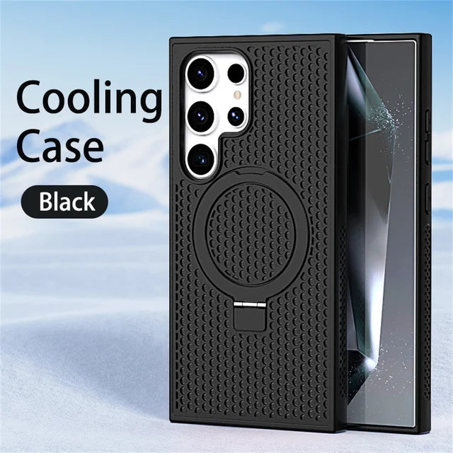 Luxury heat dissipation magnetic stand phone case for Samsung