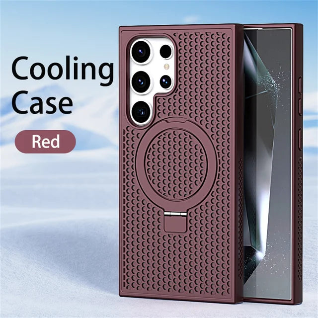 Luxury heat dissipation magnetic stand phone case for Samsung