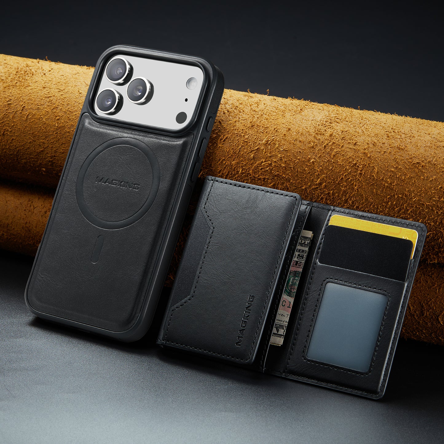 Magnetic Wallet Case for iPhone 17 | Faux Leather, 8 Card Holder & RFID Protection