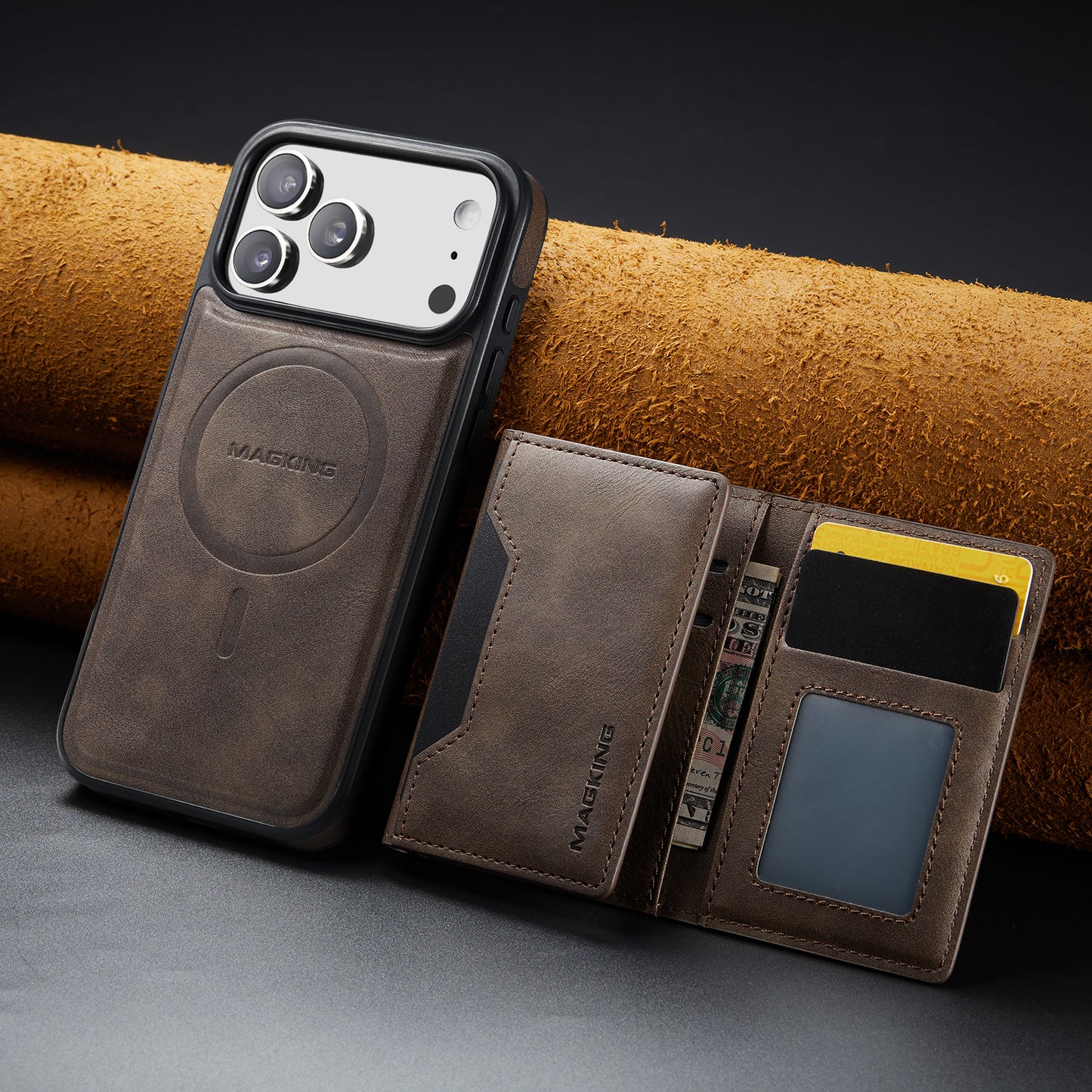 Magnetic Wallet Case for iPhone 17 | Faux Leather, 8 Card Holder & RFID Protection