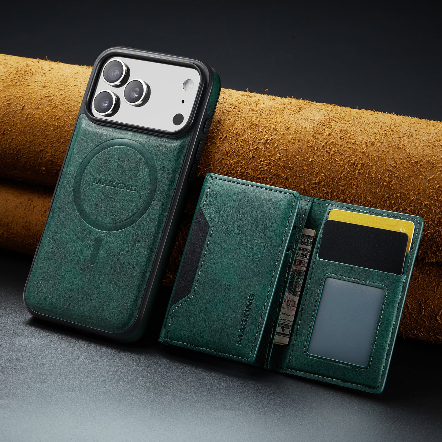 Magnetic Wallet Case for iPhone 17 | Faux Leather, 8 Card Holder & RFID Protection