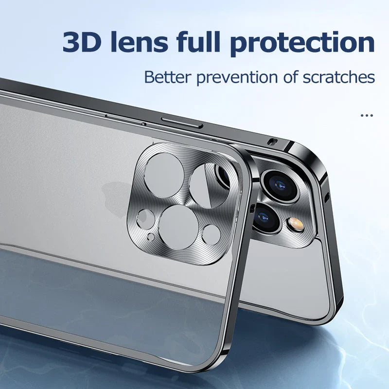 Metal Frame Lens Protection Frosted Shockproof Phone Case for iPhone