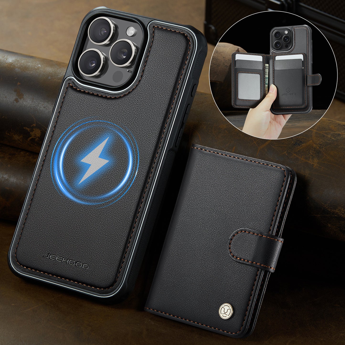 Detachable Magsafe Card Holder Phone Case for iPhone