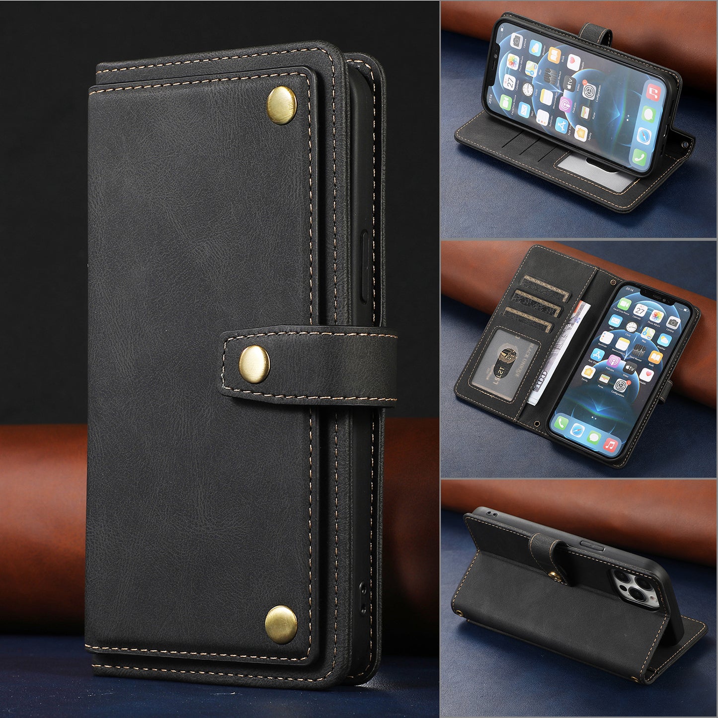 Retro Multifunctional Leather Case for iPhone