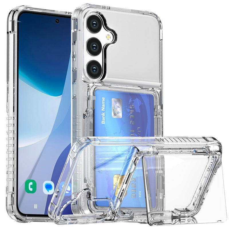 Transparent Flip Card Holder Phone Case for Samsung Galaxy