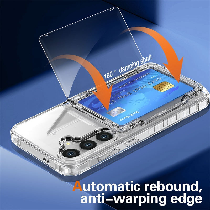 Transparent Flip Card Holder Phone Case for Samsung Galaxy