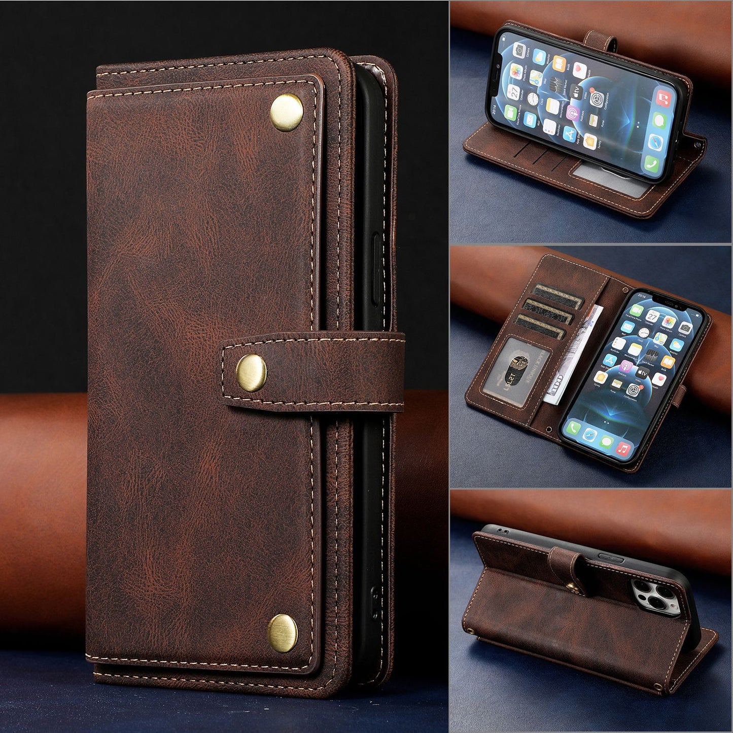 Retro Multifunctional Leather Case for iPhone