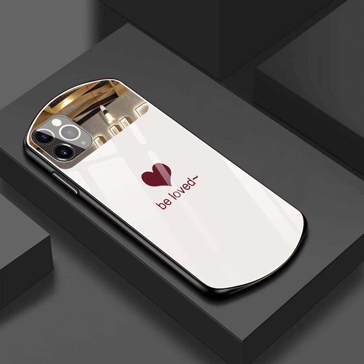 Heart-Shaped Oval Tempered Glass iPhone Case