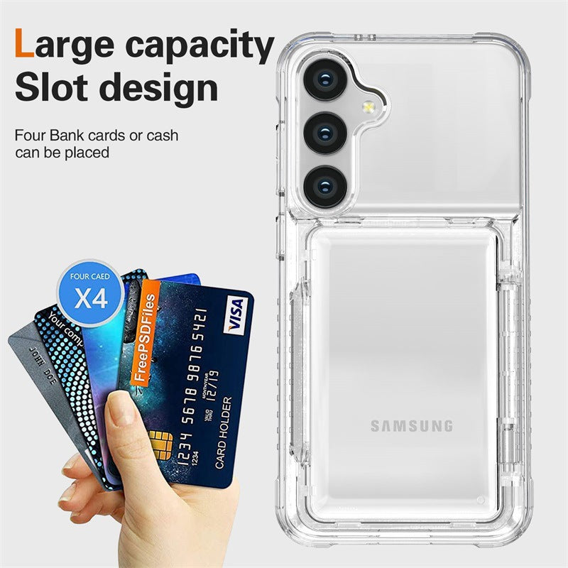 Transparent Flip Card Holder Phone Case for Samsung Galaxy